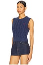 view 2 of 4 Cotton Sleveless Crew Vest in Midnight Royal