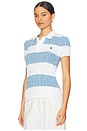 view 2 of 4 Short Sleeve Polo Tee in White & Carolina Blue