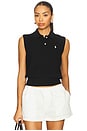 view 1 of 4 Cotton Cropped Sleeveless Polo Sweater in Polo Black