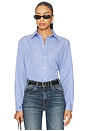 view 1 of 5 Oversize Fit Striped Cotton Shirt in 1904 Light Blue & Navy Multi