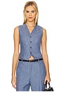 view 1 of 4 Linen Cotton Twill Vest in Blue