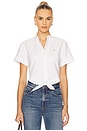 view 1 of 5 Cotton Oxford Tie-front Cropped Shirt in Bsr White