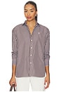 view 1 of 5 Relaxed Fit Striped Cotton Shirt in 1073c Brown & White