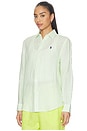 view 3 of 6 Linen Long Sleeve Sport Shirt in Electric Lime White