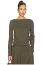 view 1 of 5 Long Sleeve Boat Neck Top in Harvest Olive