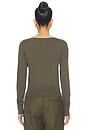view 3 of 5 Long Sleeve Boat Neck Top in Harvest Olive