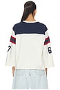 view 3 of 4 Jersey Long Sleeve T-shirt in Warm White & Newport Navy
