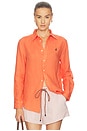 view 1 of 6 Classic Long Sleeve Button Front Shirt in True Orange