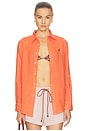 view 2 of 6 Classic Long Sleeve Button Front Shirt in True Orange