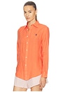 view 3 of 6 Classic Long Sleeve Button Front Shirt in True Orange