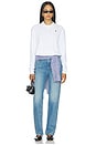 view 4 of 5 Cotton Long Sleeve Polo in White