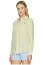 view 2 of 5 Linen Long Sleeve Sport Shirt in Oasis Yellow Blue White