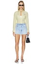 view 4 of 5 Linen Long Sleeve Sport Shirt in Oasis Yellow Blue White