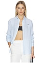 view 1 of 6 CHEMISE SPORT EN LIN À MANCHES LONGUES in Light Blue White