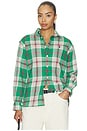 view 1 of 5 Twill Long Sleeve Collared Sport Shirt in Green Cream Multi