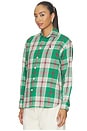 view 2 of 5 Twill Long Sleeve Collared Sport Shirt in Green Cream Multi