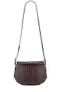 view 2 of 4 Croc Embossed Saddle Bag in Chocolate