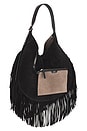 view 3 of 6 Suede Fringe Shoulder Bag Large in Black