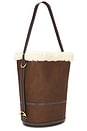 view 3 of 4 Shearling & Tumbled Leather Sling Bucket Bag Medium in Luggage & Cream