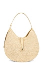 view 1 of 4 Raffia Leather Medium Shoulder Bag in Natural & Cashmere