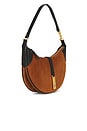view 4 of 4 Small Suede Leather Shoulder Bag in Toffee & Black