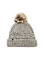 view 3 of 3 Fleece Lined Chunky Knit Beanie With Faux Fur Pom in Speckled Heather