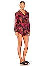 view 2 of 3 Neon Palm Pajama Set With Eye Mask in Black & Fuchsia