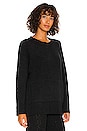 view 2 of 4 Cozy Knit Oversized Crew Sweater with Pockets in Black