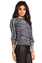 view 2 of 6 Moto Marled Fringe Sweater in Black/White in Black & White