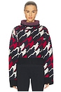 view 1 of 4 Turtle Neck Herringbone Sweater in Scratch Houndstooth Print