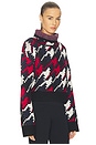 view 2 of 4 Turtle Neck Herringbone Sweater in Scratch Houndstooth Print