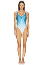 view 1 of 4 MAILLOT DE BAIN 1 PIÈCE ZIP FRONT in Faded Blue & Blue