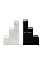 view 1 of 6 SUJETALIBROS DE CUBO DE ESCALERA MARBLE BOOKEND BLACK/WHITE in Black & White