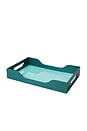 view 1 of 2 Large Swell Lacquered Tray in Turquoise & Green