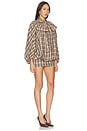 view 2 of 4 ROBE COURTE TIE-NECK SHORT COCOON MINI DRESS in Grey Plaid