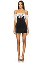 view 1 of 4 Off-shoulder Lace Trim Mini Dress in Black & Grey