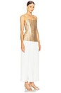 view 2 of 4 Strapless Straight Neck Sequin Dress W/ Plisse Skirt in Gold & White