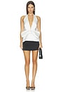 view 4 of 4 Deep V-neck Halter Satin Top in White