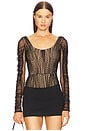 view 1 of 6 Long Sleeve Bodysuit in Black & Nude
