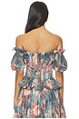 view 3 of 4 Off Shoulder Ruched Blouse in Green Peach Multi