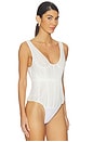view 3 of 5 Plisse Corset Tank Bodysuit in White