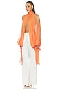 view 3 of 4 Tie-neck Cropped Cocoon Blouse in Salmon