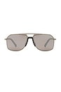 view 1 of 3 Rectangular Sunglasses in Matte Silver & Purple Brown Mirror Silver