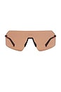 view 1 of 3 Shield Sunglasses in Black & Solid Brown