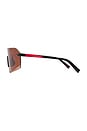 view 3 of 3 Shield Sunglasses in Black & Solid Brown