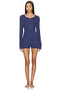 view 2 of 6 Waffle Sleep Romper in Navy