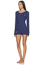 view 3 of 6 Waffle Sleep Romper in Navy