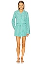 view 1 of 6 Crop & Boxer PJ Set in White Cloud & Vine Green