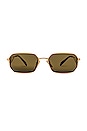 view 1 of 3 Rectangular Sunglasses in Satin Gold