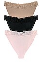 view 2 of 6 CONJUNTO COM 3 CALCINHAS BIQUÍNI ABIGAIL in Black Peony Roebuck